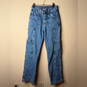 Vintage 90s Cargo Carpenter Jeans Arizona Jean Co Mid Wash High Waisted Straight